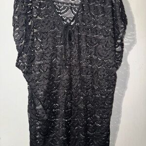 Time and Tru Black Lace Swim Cover-Up